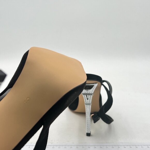 Black Pointy Toe Pumps High Heel Strappy Evening Party Event Stiletto Shoes - Picture 5 of 6